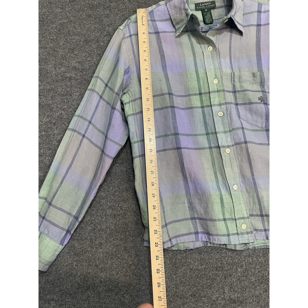 Ralph Lauren Shirt Womens Medium Mulitcolor 100% Linen Button Up Collar - Picture 5 of 10